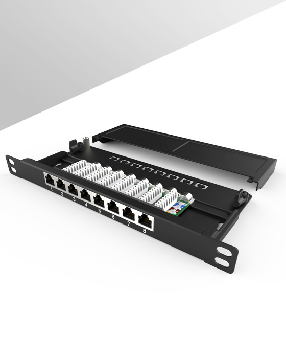 英曼0.5U8口-防塵網(wǎng)絡(luò)配線架